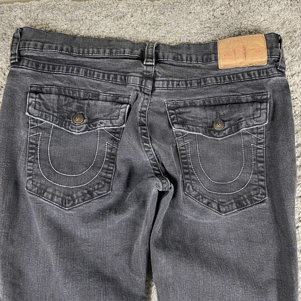 True Religion‎ Ricky Relaxed Straight Jeans Mens 40x32 Black Denim Flap Pocket